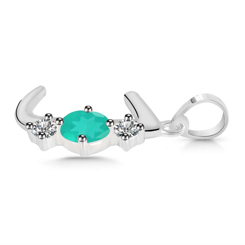 Green Onyx & White Topaz Alphabet J Pendant
