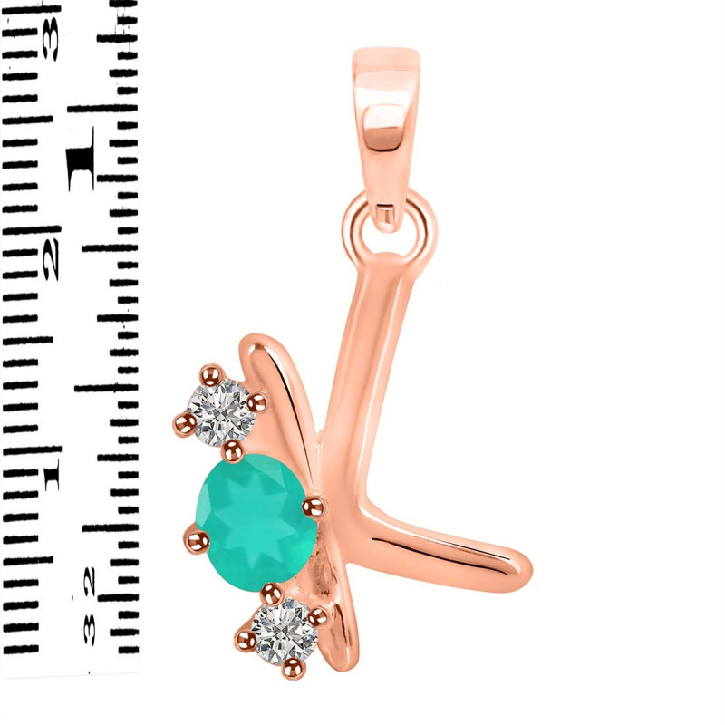 Green Onyx & White Topaz Alphabet K Pendant GRO-RDA-63.