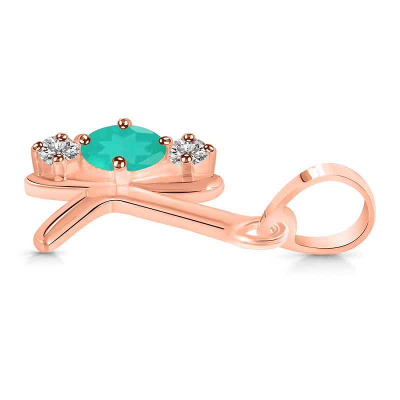 Green Onyx & White Topaz Alphabet K Pendant GRO-RDA-63.