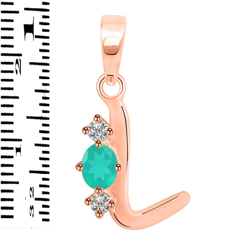 Green Onyx & White Topaz Alphabet L Pendant GRO-RDA-64.