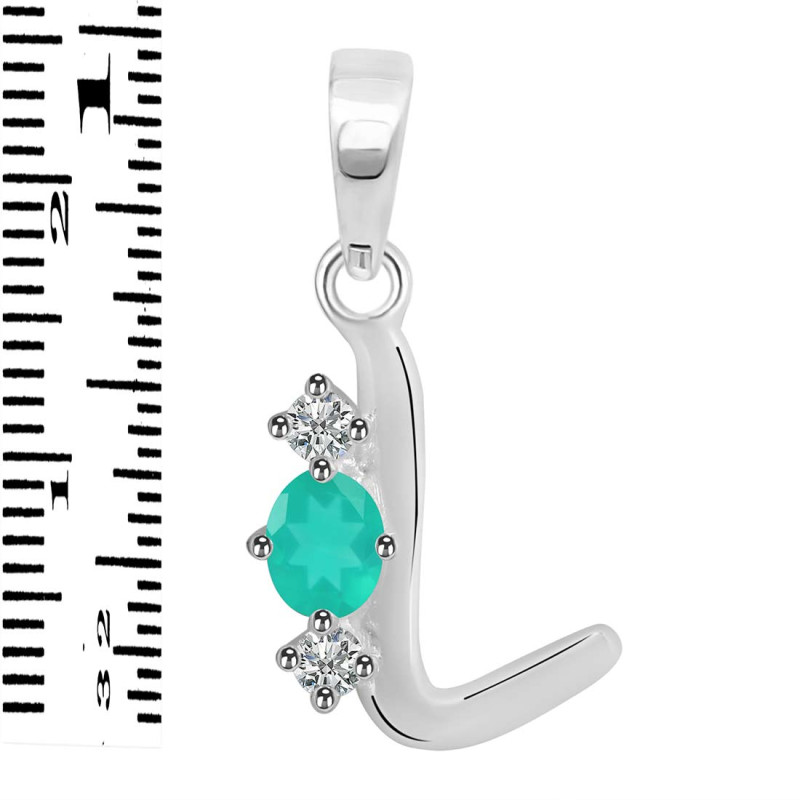 Green Onyx & White Topaz Alphabet L Pendant GRO-RDA-64.