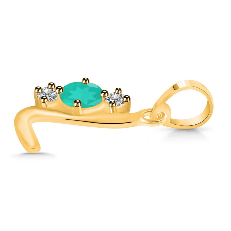 Green Onyx & White Topaz Alphabet L Pendant GRO-RDA-64.