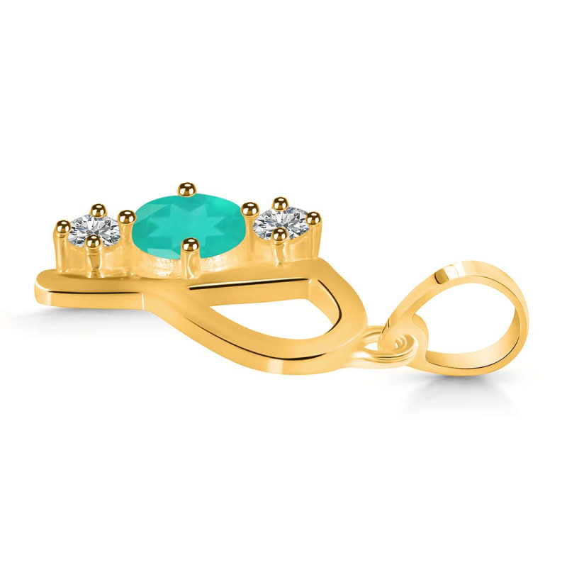 Green Onyx & White Topaz Alphabet P Pendant GRO-RDA-68.