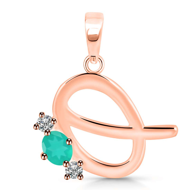 Green Onyx & White Topaz Alphabet Q Pendant GRO-RDA-69.
