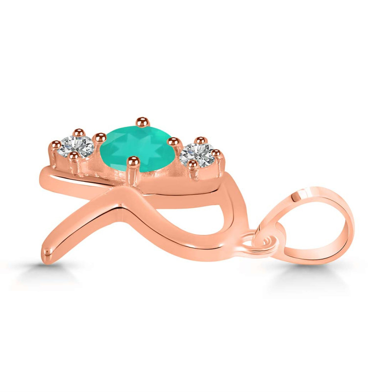 Green Onyx & White Topaz Alphabet R Pendant GRO-RDA-70.