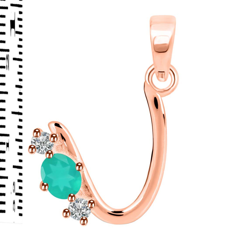 Green Onyx & White Topaz Alphabet U Pendant GRO-RDA-73.