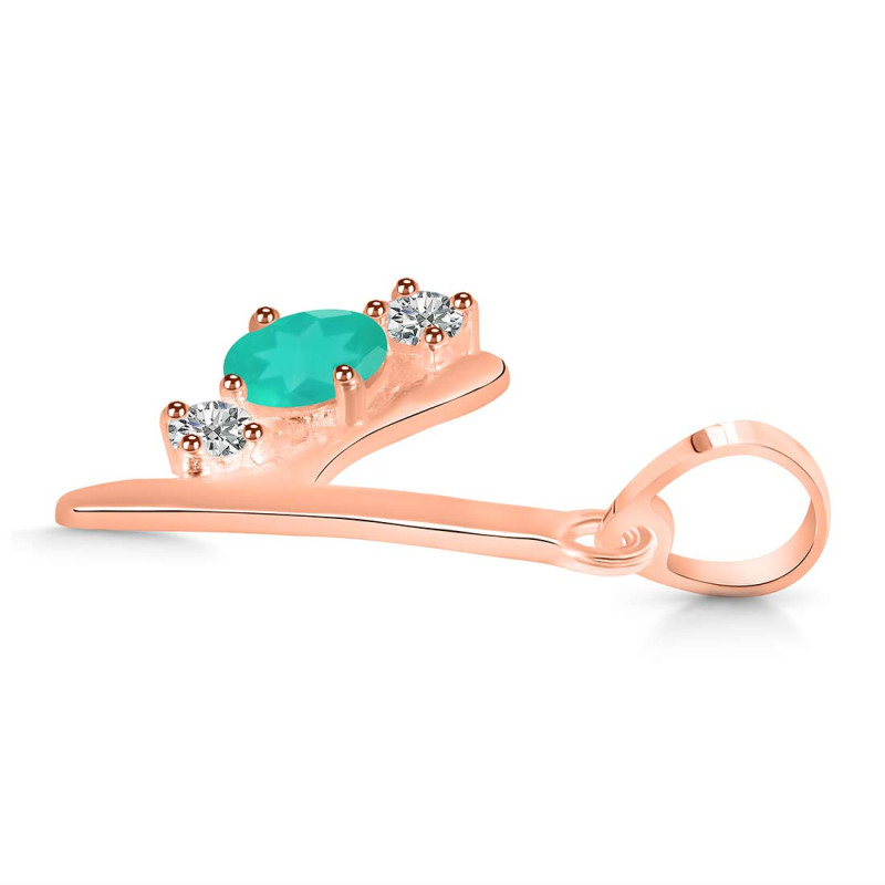 Green Onyx & White Topaz Alphabet Y Pendant GRO-RDA-77.