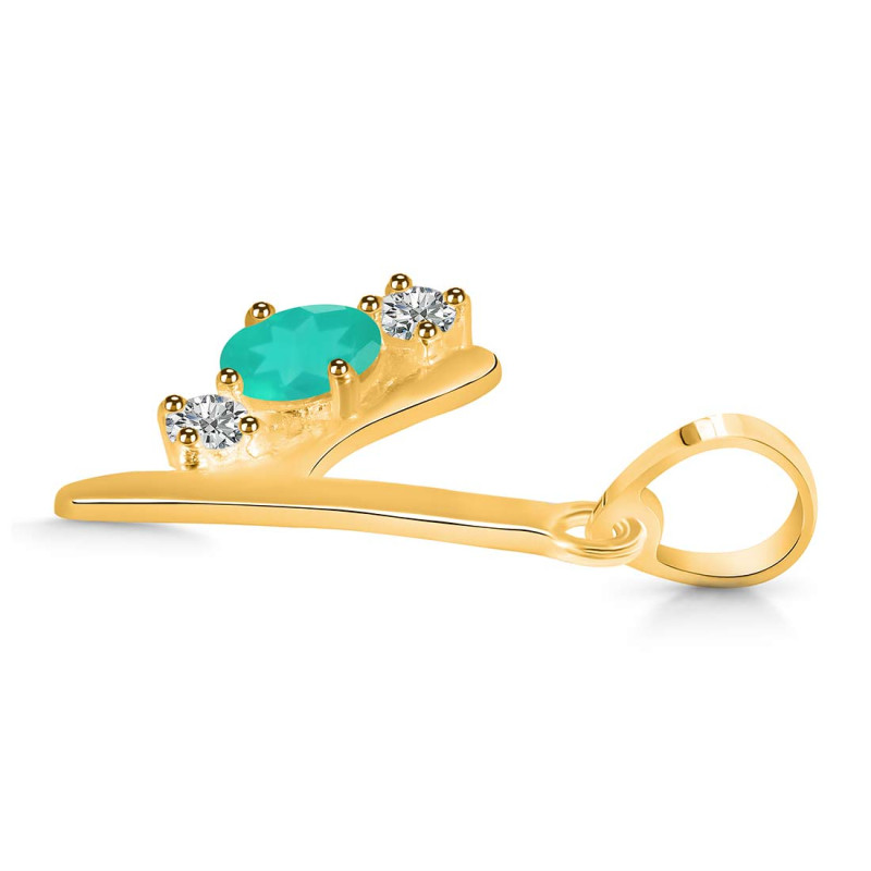 Green Onyx & White Topaz Alphabet Y Pendant GRO-RDA-77.