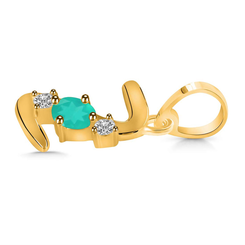 Green Onyx & White Topaz Alphabet Z Pendant GRO-RDA-78.