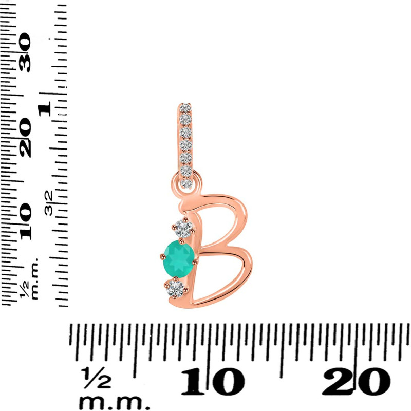 Green Onyx & White Topaz Alphabet B Pendant GRO-RDA-80.