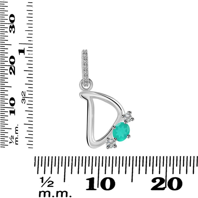 Green Onyx & White Topaz Alphabet D Pendant GRO-RDA-82.