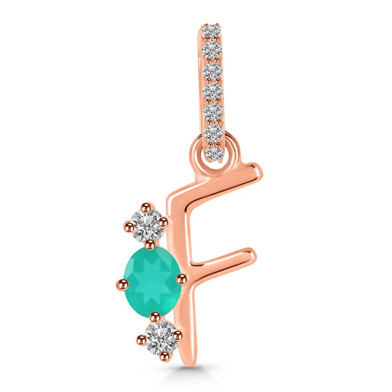 Green Onyx & White Topaz Alphabet F Pendant GRO-RDA-84.
