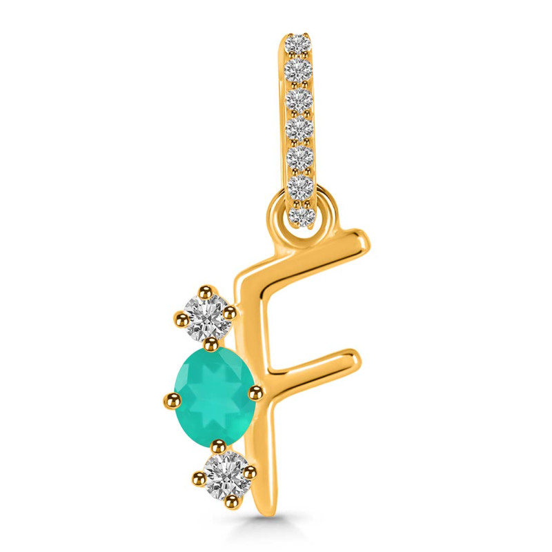 Green Onyx & White Topaz Alphabet F Pendant GRO-RDA-84.