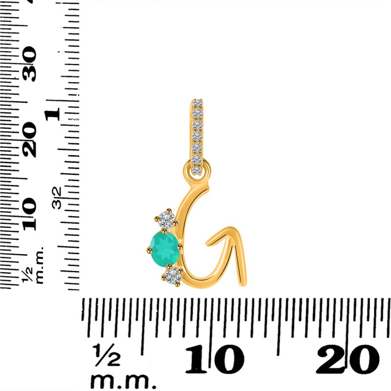 Green Onyx & White Topaz Alphabet G Pendant GRO-RDA-85.