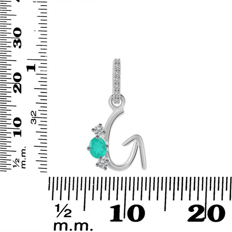 Green Onyx & White Topaz Alphabet G Pendant GRO-RDA-85.