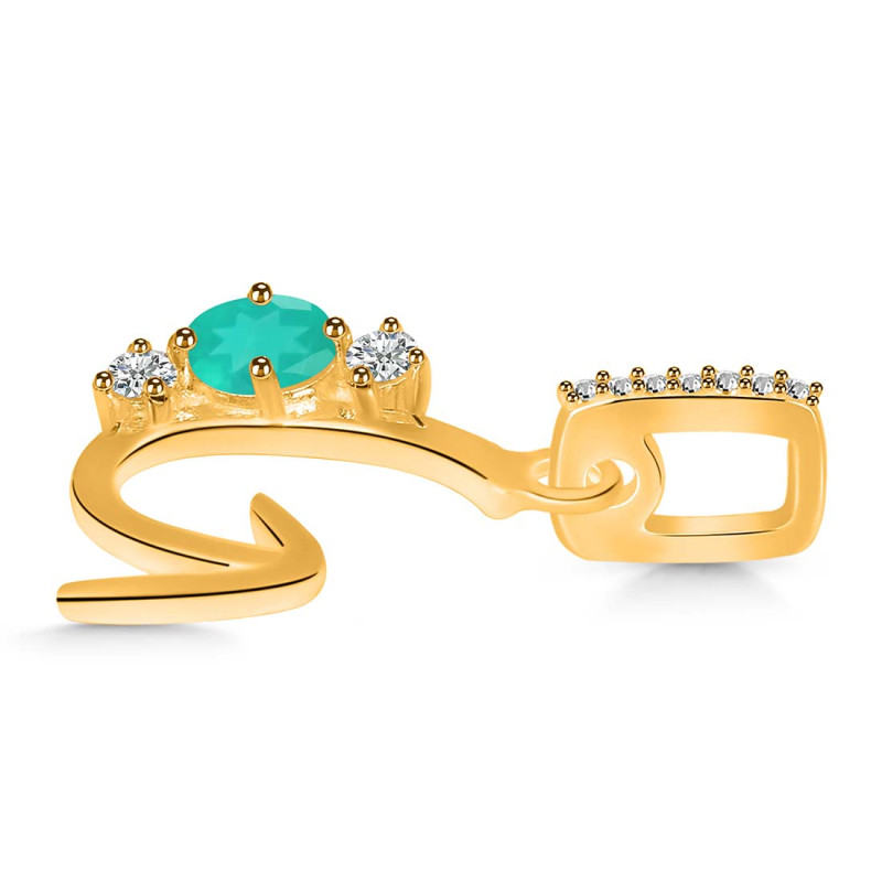 Green Onyx & White Topaz Alphabet G Pendant GRO-RDA-85.