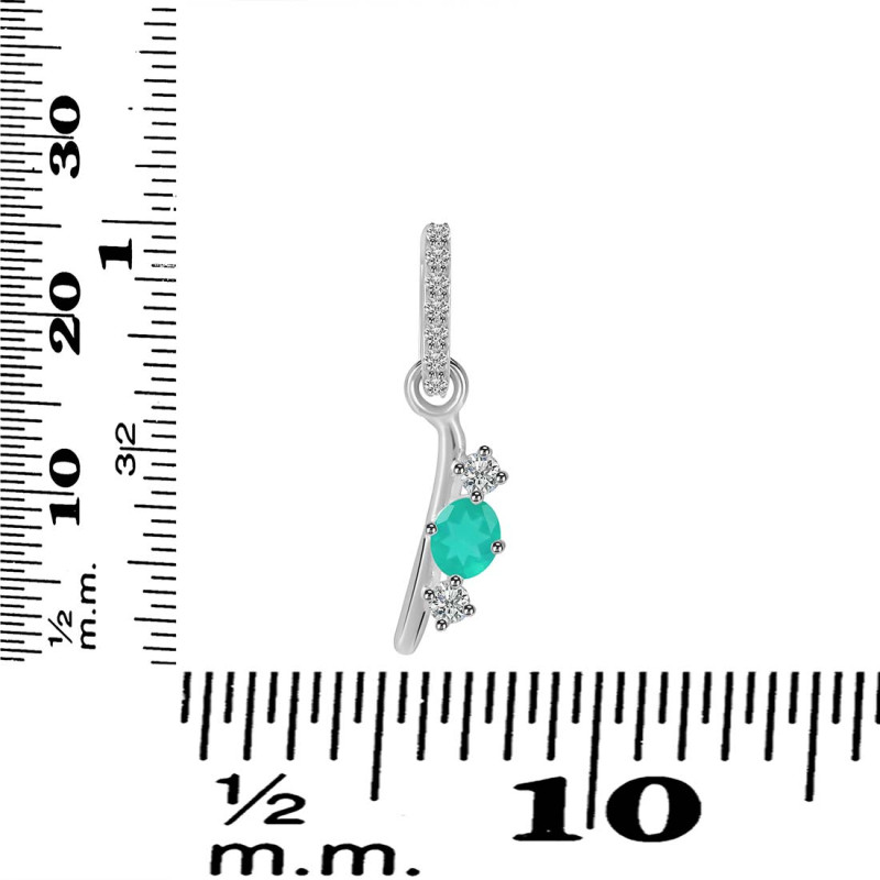 Green Onyx & White Topaz Alphabet I Pendant GRO-RDA-87.