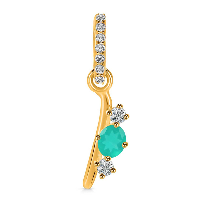 Green Onyx & White Topaz Alphabet I Pendant GRO-RDA-87.