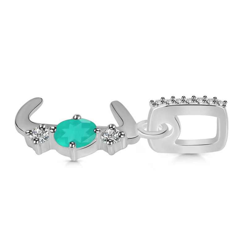 Green Onyx & White Topaz Alphabet J Pendant