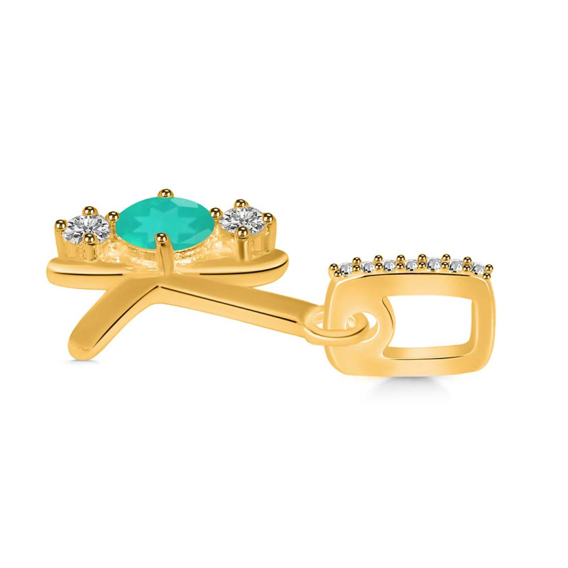 Green Onyx & White Topaz Alphabet K Pendant GRO-RDA-89.