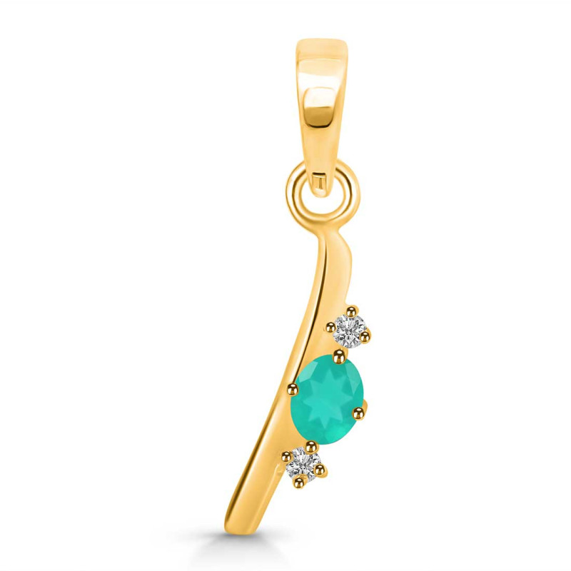 Green Onyx & White Topaz Alphabet I Pendant GRO-RDA-9.