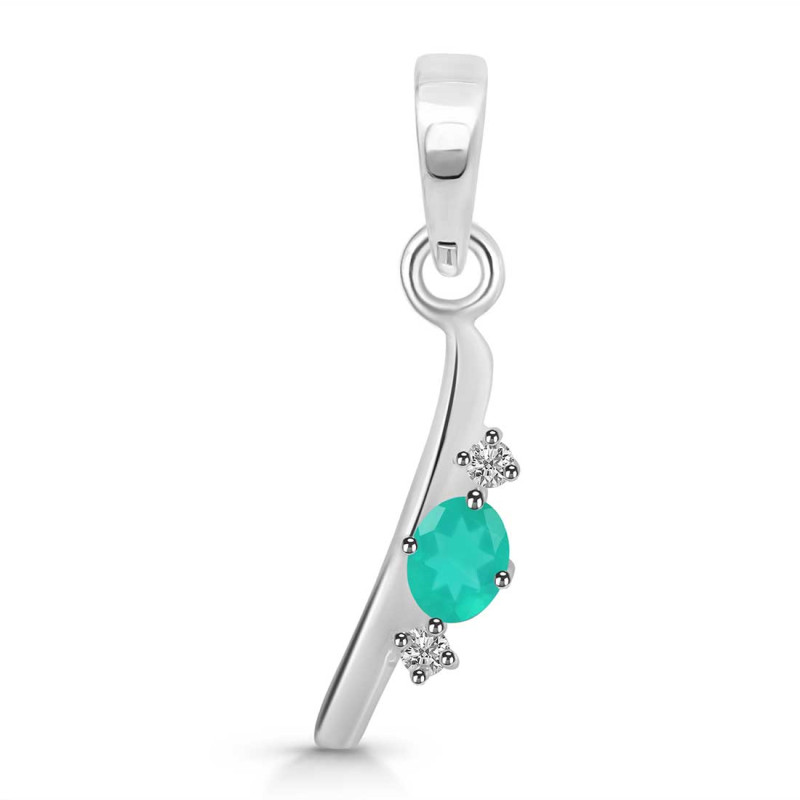Green Onyx & White Topaz Alphabet I Pendant GRO-RDA-9.