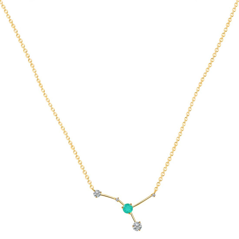 cancer Zodiac Star Constellation Green Onyx & White Topaz Necklace GRO-RDN-486.