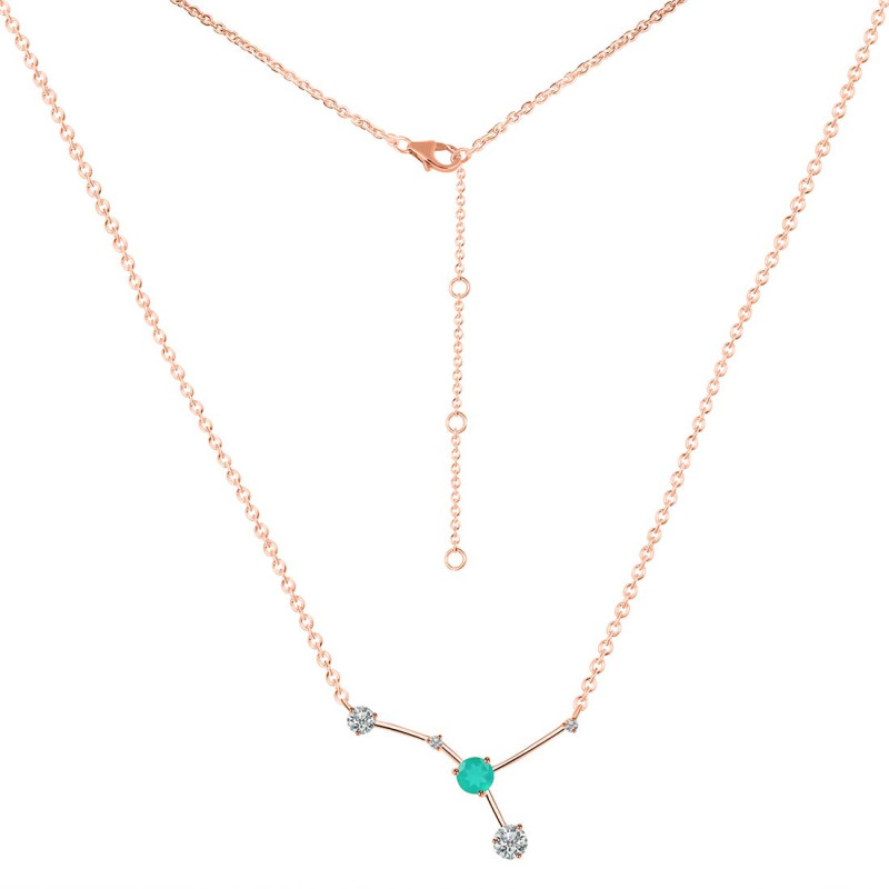 cancer Zodiac Star Constellation Green Onyx & White Topaz Necklace GRO-RDN-486.