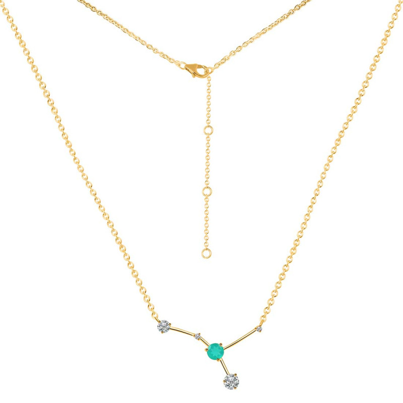 cancer Zodiac Star Constellation Green Onyx & White Topaz Necklace GRO-RDN-486.