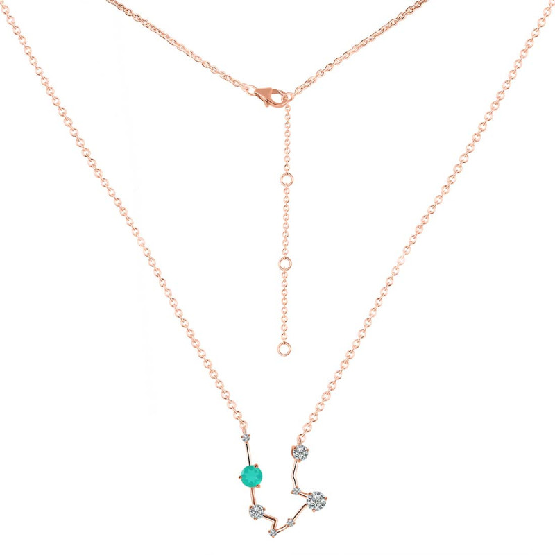 Aquarius Zodiac Star Constellation Green Onyx & White Topaz Necklace GRO-RDN-487.