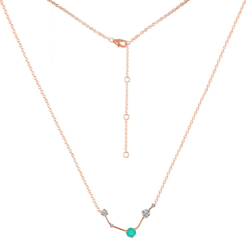 Aries Zodiac Star Constellation Green Onyx & White Topaz Necklace GRO-RDN-488.