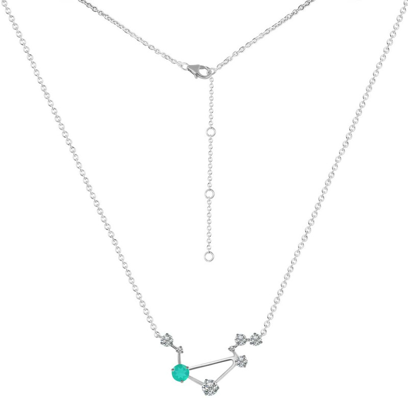Libra Zodiac Star Constellation Green Onyx & White Topaz Necklace