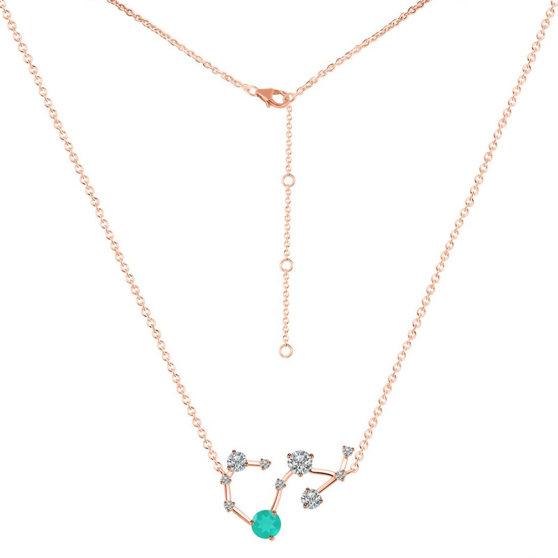 Scorpio Zodiac Star Constellation Green Onyx & White Topaz Necklace GRO-RDN-495.