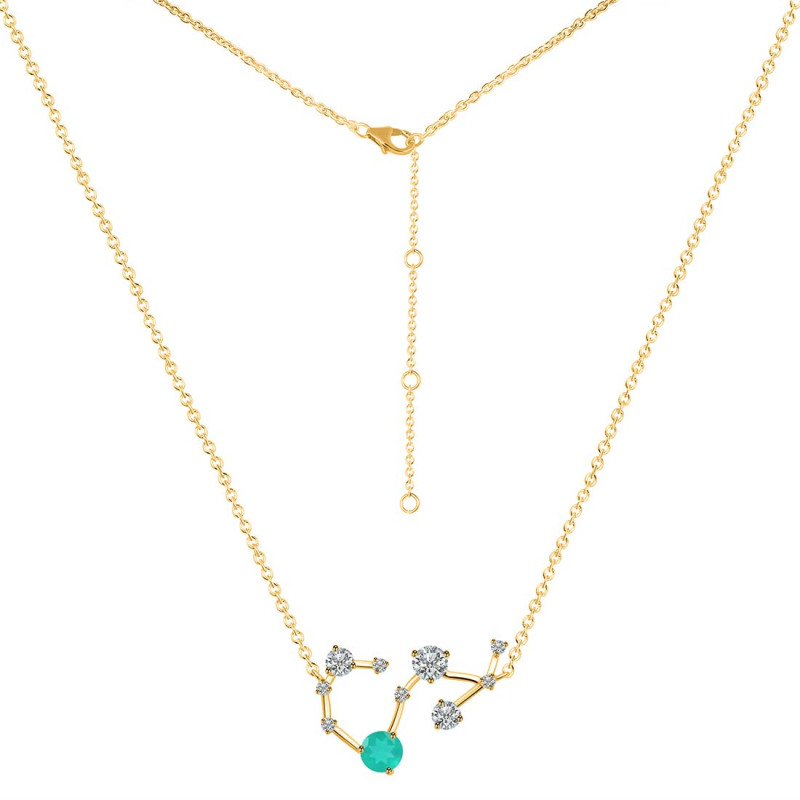 Scorpio Zodiac Star Constellation Green Onyx & White Topaz Necklace GRO-RDN-495.