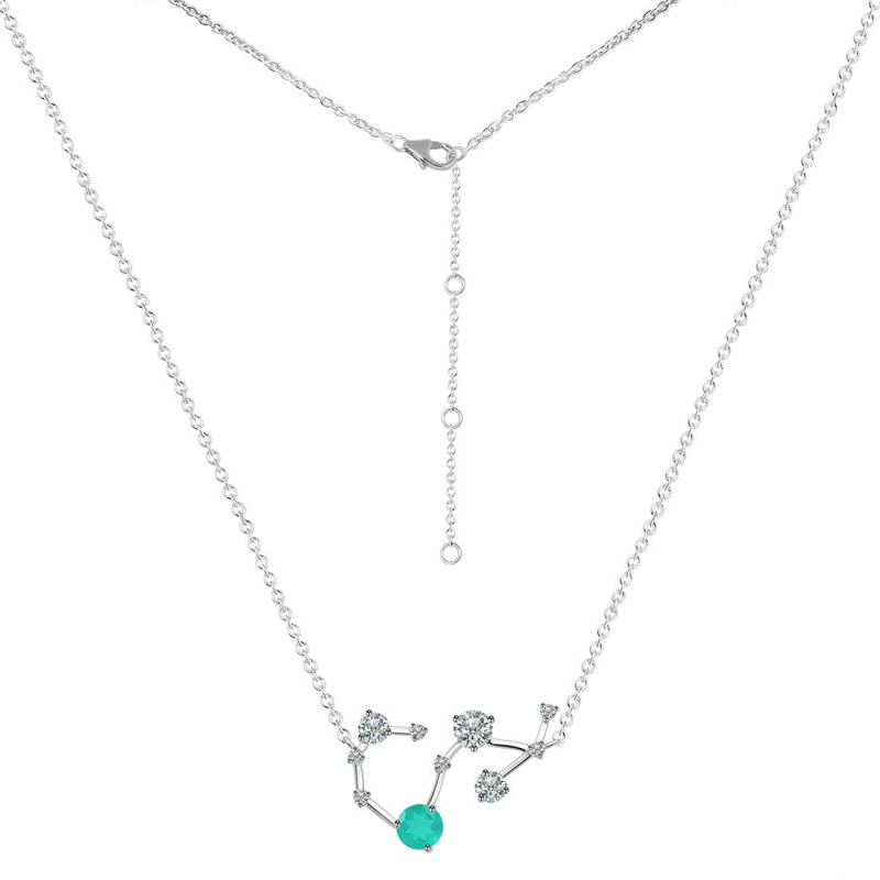 Scorpio Zodiac Star Constellation Green Onyx & White Topaz Necklace