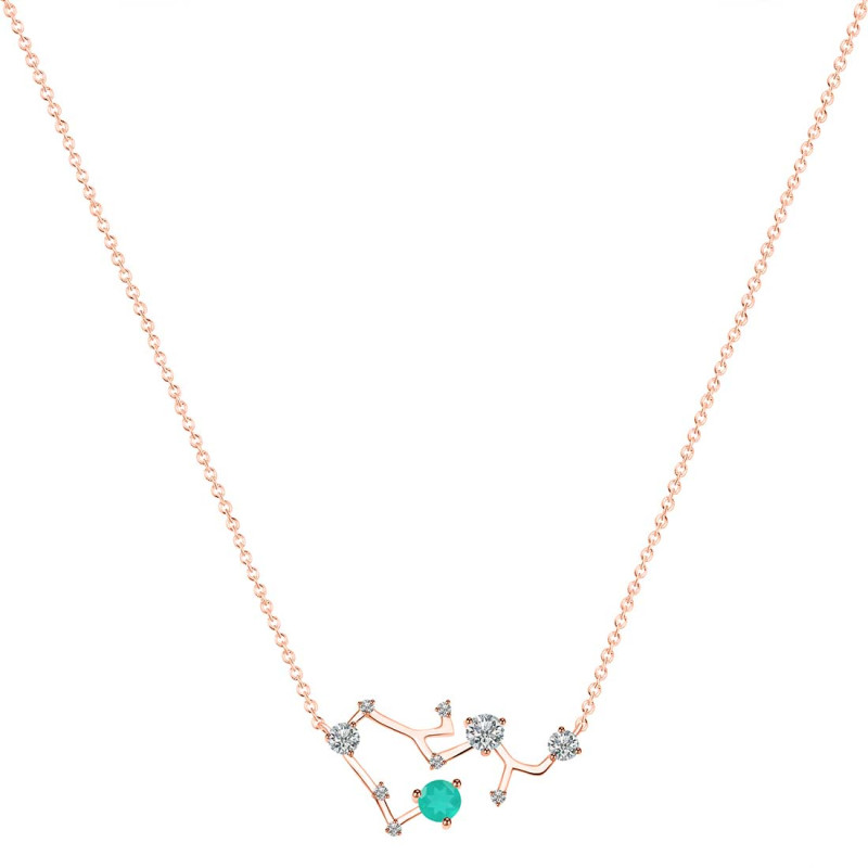 Sagittarius Zodiac Star Constellation Green Onyx & White Topaz Necklace GRO-RDN-496.