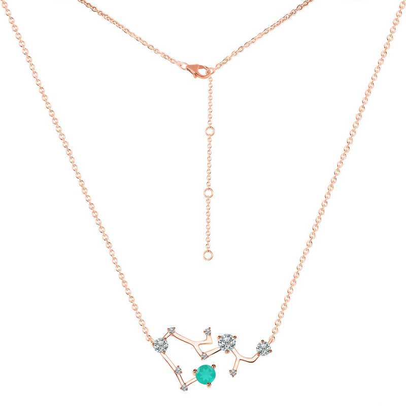 Sagittarius Zodiac Star Constellation Green Onyx & White Topaz Necklace GRO-RDN-496.