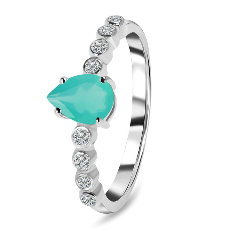 Green Onyx & White Topaz Ring
