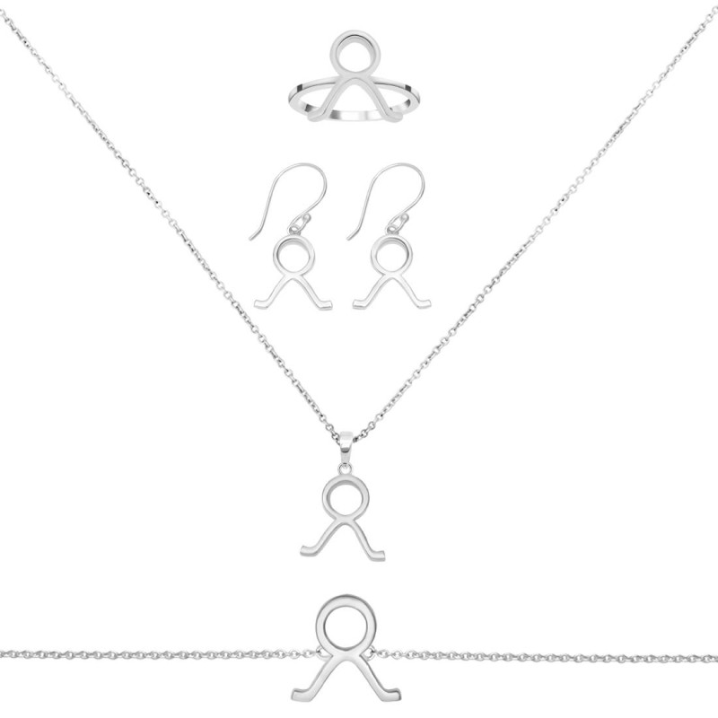 Taurus Zodiac Plain Silver Jewelry Set PS-RDR-3090/RDE-1498/RDB-183/RDC-21.