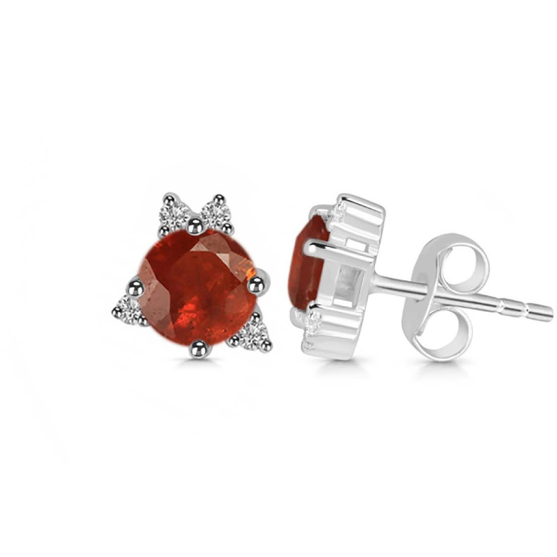 Kyanite (Orange) & White Topaz Stud Earring