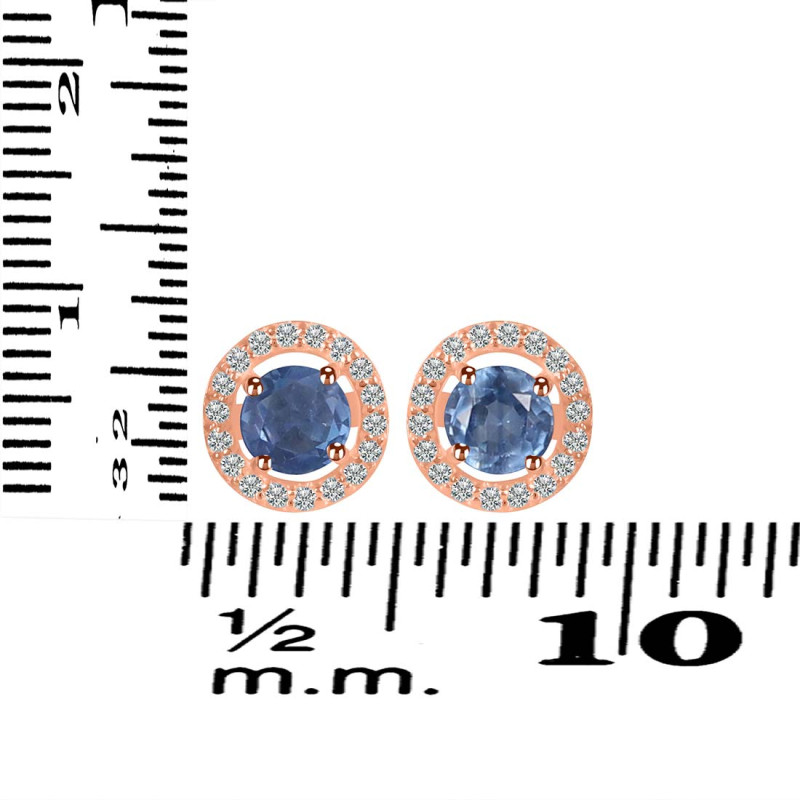 Kyanite & White Topaz Stud Earring KYN-RDE-1003.