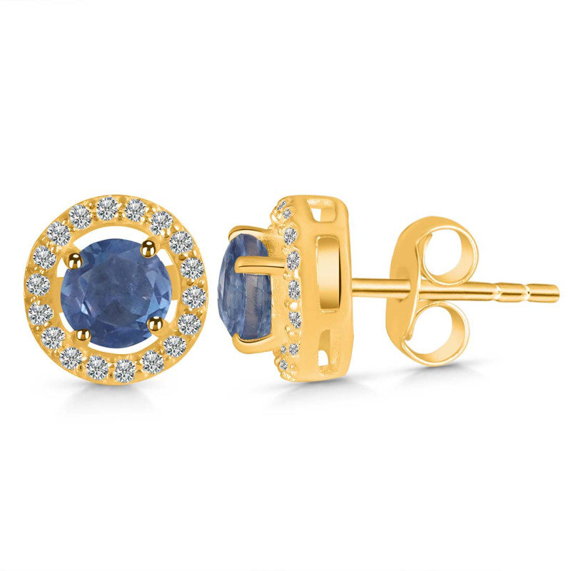 Kyanite & White Topaz Stud Earring KYN-RDE-1003.