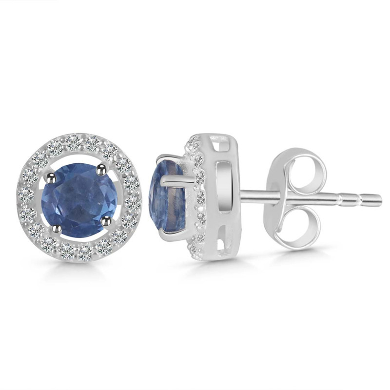 Kyanite & White Topaz Stud Earring