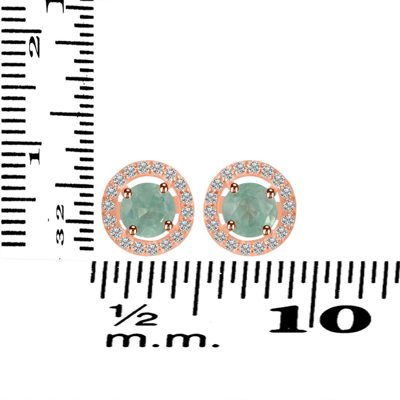 Kyanite (Green) & White Topaz Stud Earring KYN-RDE-1003-G.