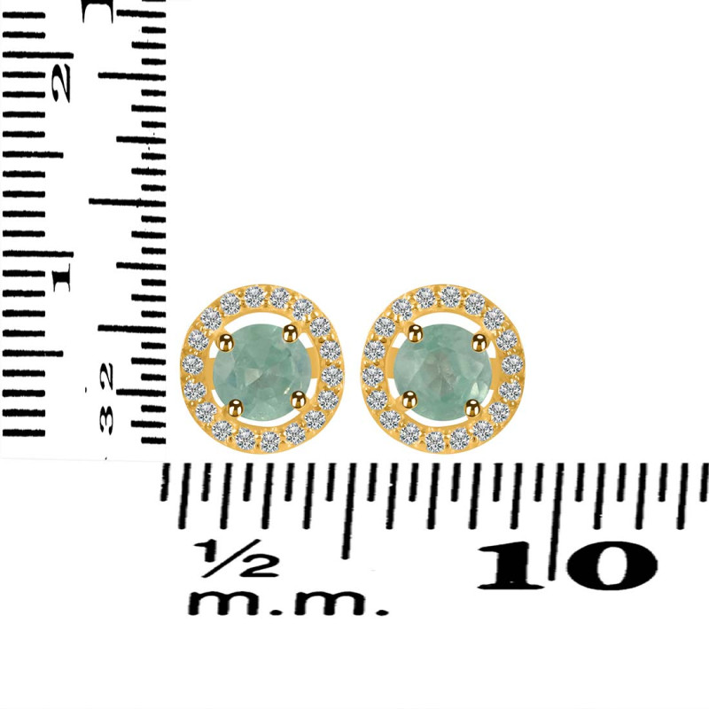 Kyanite (Green) & White Topaz Stud Earring KYN-RDE-1003-G.