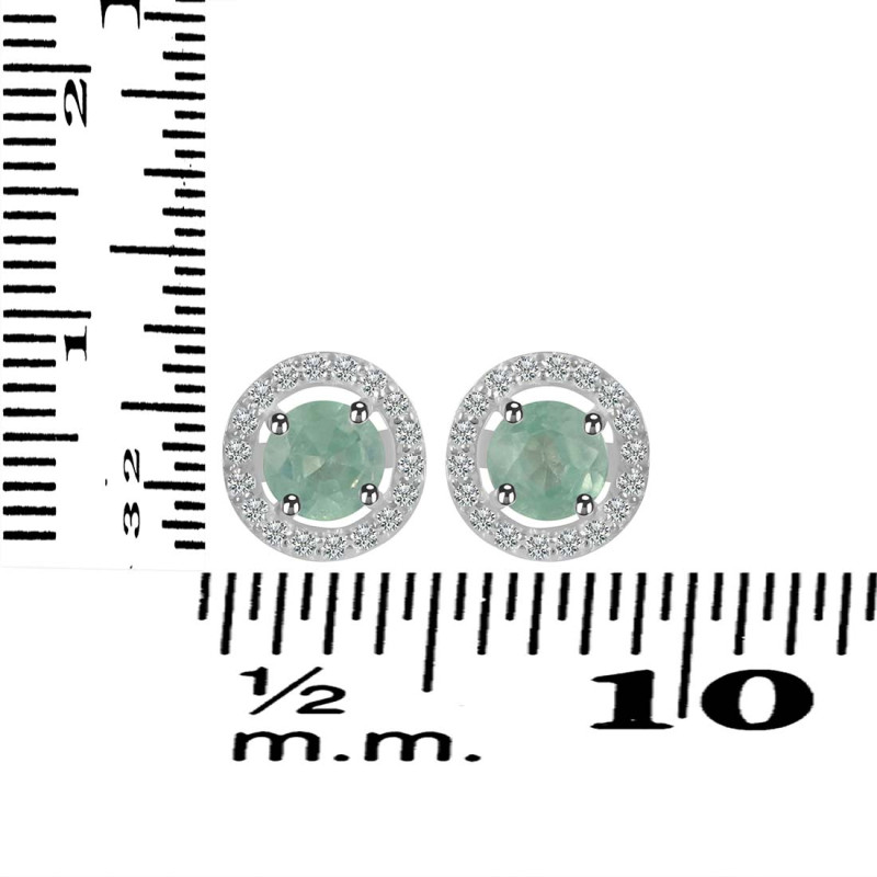 Kyanite (Green) & White Topaz Stud Earring KYN-RDE-1003-G.