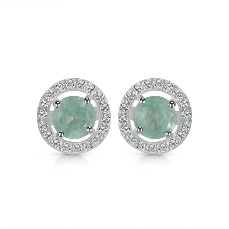 Kyanite (Green) & White Topaz Stud Earring KYN-RDE-1003-G.