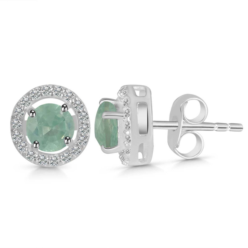 Kyanite (Green) & White Topaz Stud Earring