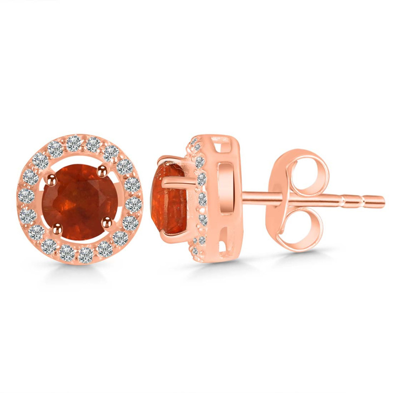 Kyanite (Orange) & White Topaz Stud Earring KYN-RDE-1003-O.