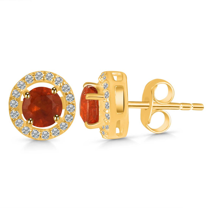 Kyanite (Orange) & White Topaz Stud Earring KYN-RDE-1003-O.